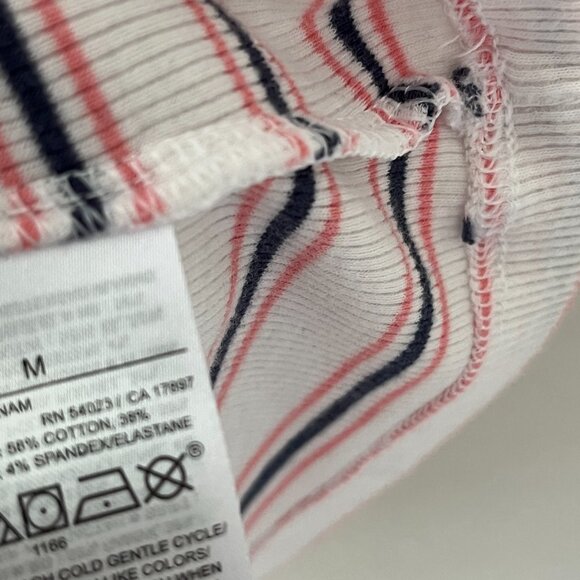 GAP Fitted Stripe Henley Puff Sleeve Top Size Medium - Picture 4 of 9